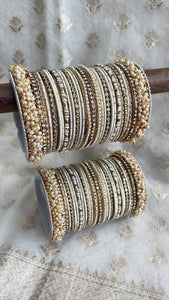 Bridal Stone Bangle Set with Gajra and mix colour by Leshya