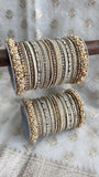Bridal Stone Bangle Set with Gajra and mix colour by Leshya