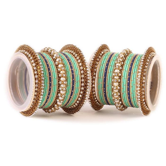Set of Traditional Multi-Colored Pearl Chakri Bangle Set