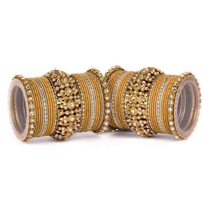 Set of 2 Beautiful Golden Dotted Colored Bangle Set