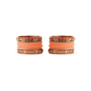 Traditional Bangle Set With Golden Dotted Bangles