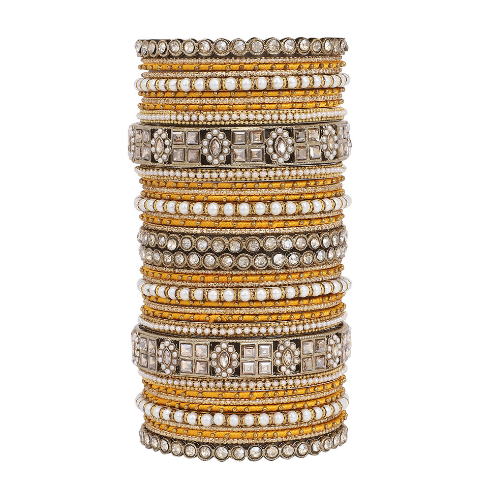 Rich Texture bangle set with Silk thread Bangles by Leshya