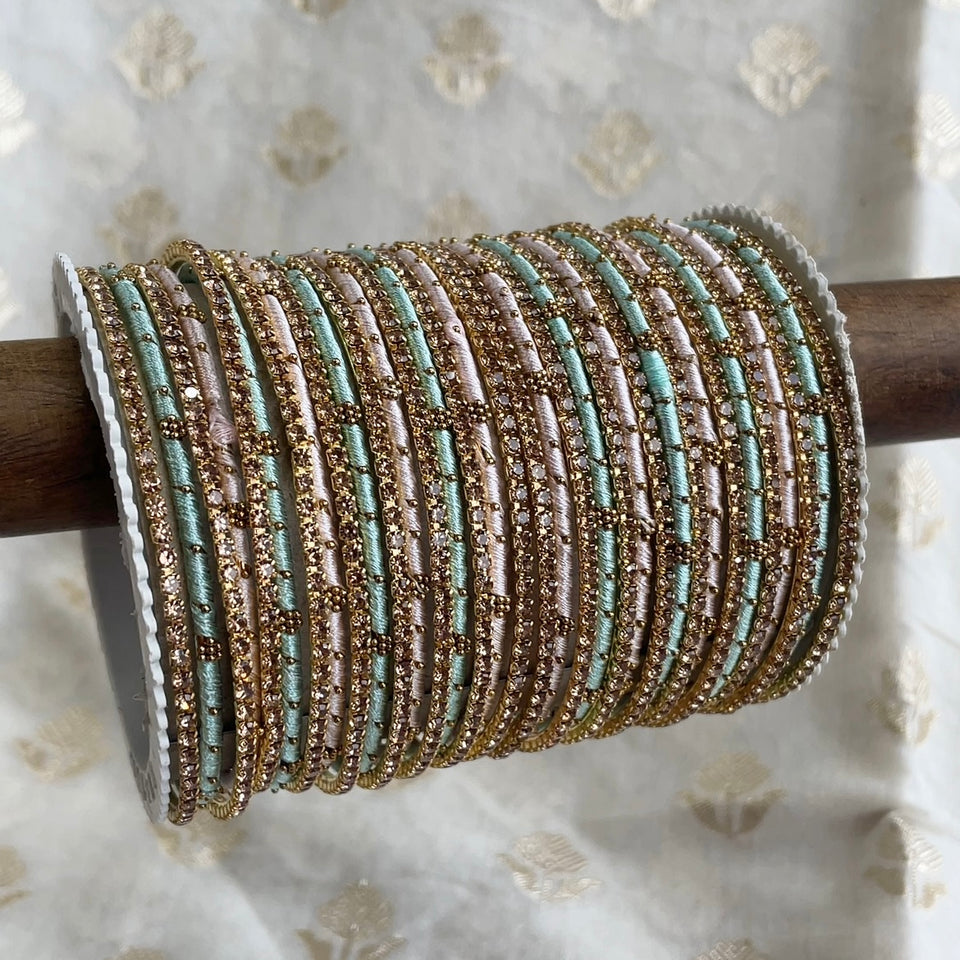 Elegant Colored Thread Bangle Set