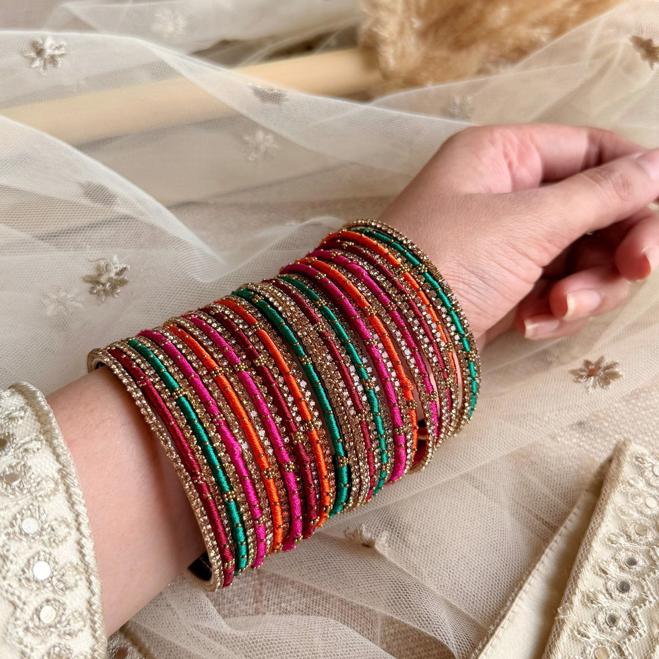Elegant Colored Thread Bangle Set