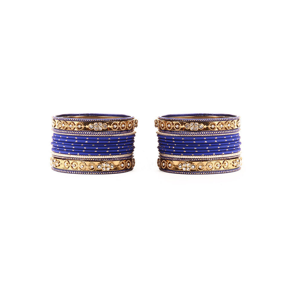 Traditional Bangle Set With Golden Dotted Bangles