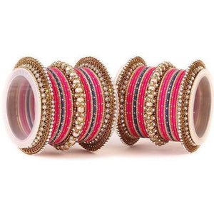 Set of 2 Traditional Multi-Colored Pearl Chakri Bangle Set