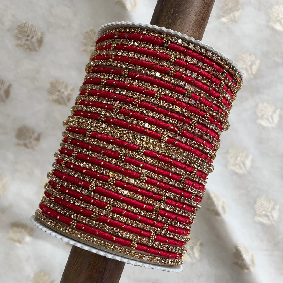 Elegant Colored Thread Bangle Set