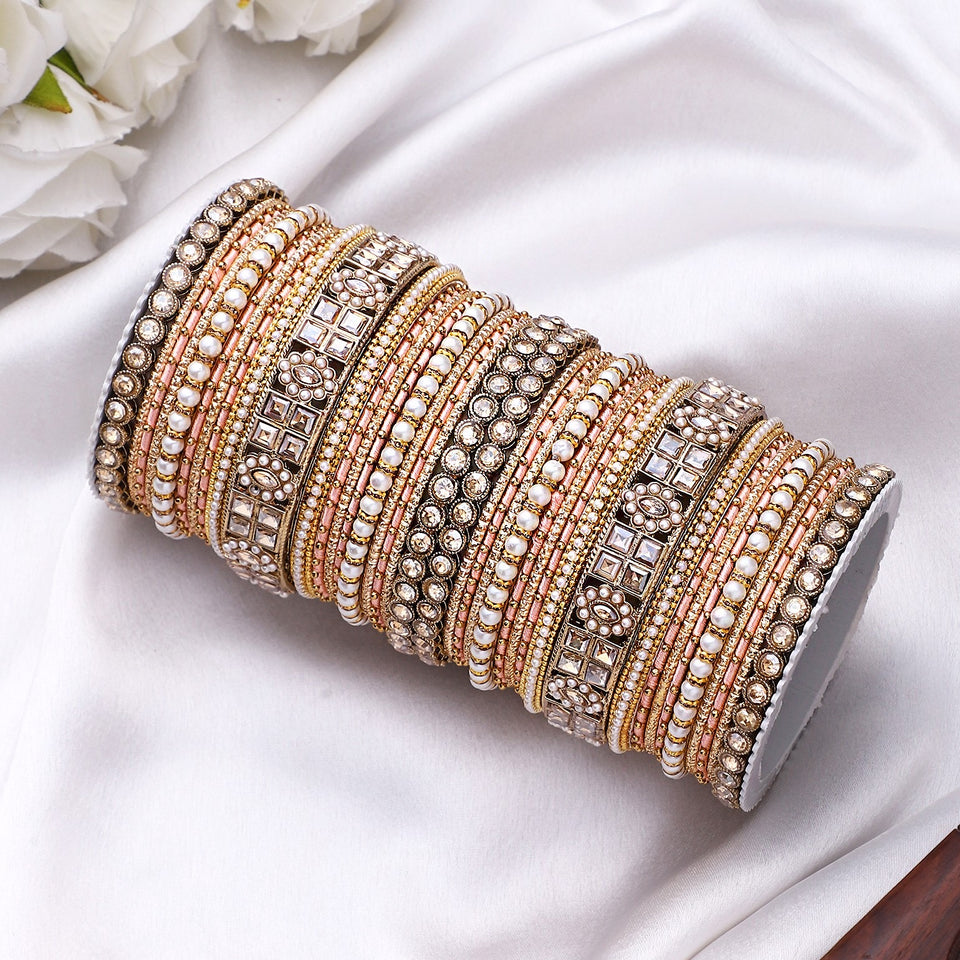 Rich Texture bangle set with Silk thread Bangles by Leshya