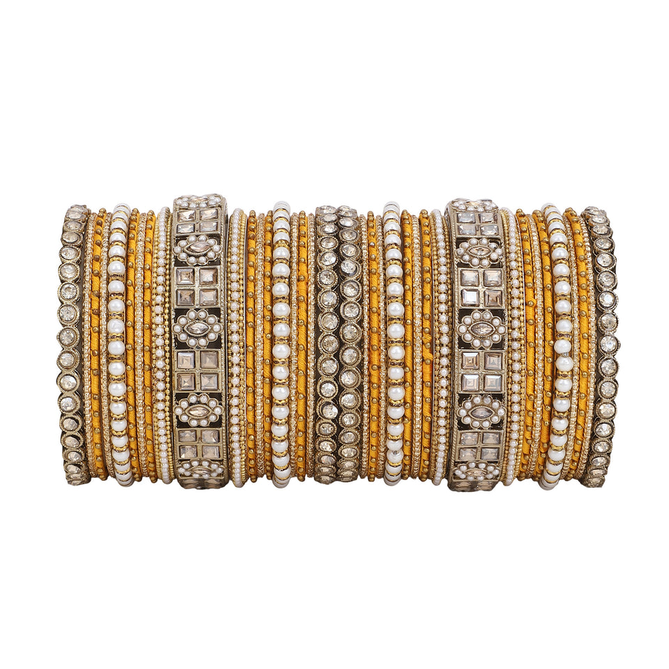 Rich Texture bangle set with Silk thread Bangles by Leshya