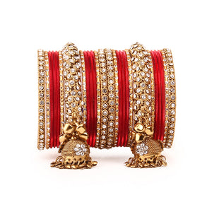 Traditional Shining Jhumki Bangle Set For Two Hands