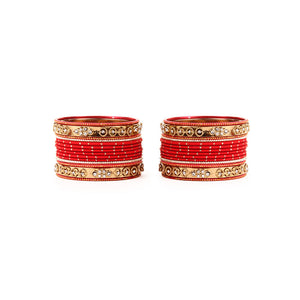 Traditional Bangle Set With Golden Dotted Bangles