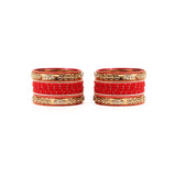 Traditional Bangle Set With Golden Dotted Bangles