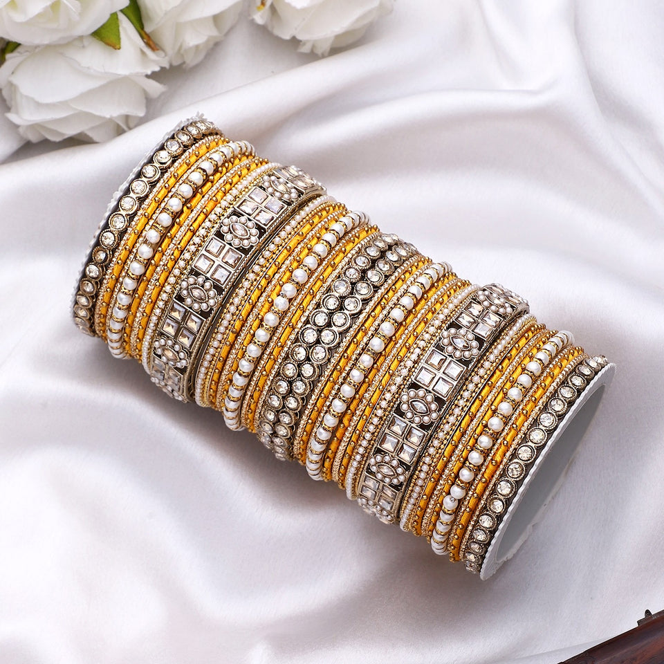Rich Texture bangle set with Silk thread Bangles by Leshya