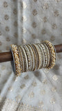 Bridal Stone Bangle Set with Gajra and mix colour by Leshya