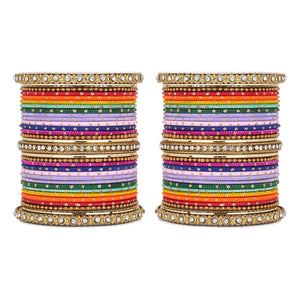 Multicoloured Traditional Style Bangle set for two hands by Leshya