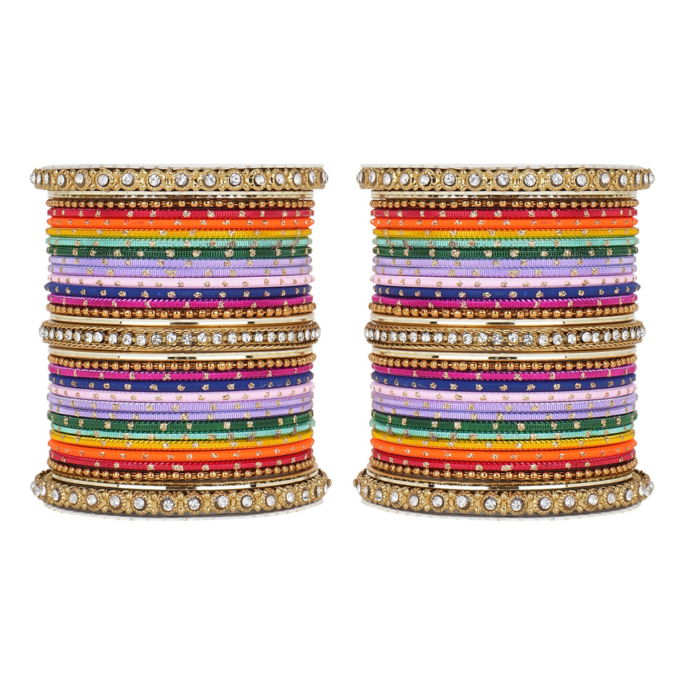 Multicoloured Traditional Style Bangle set for two hands by Leshya