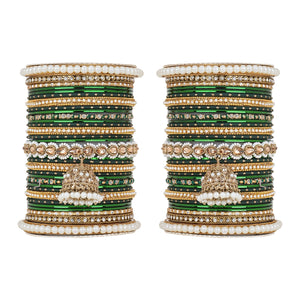 Bridal Jhumki Style Bangle set for two hands by Leshya