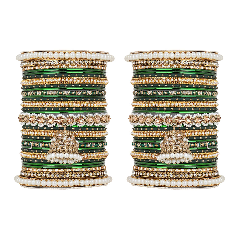 Bridal Jhumki Style Bangle set for two hands by Leshya