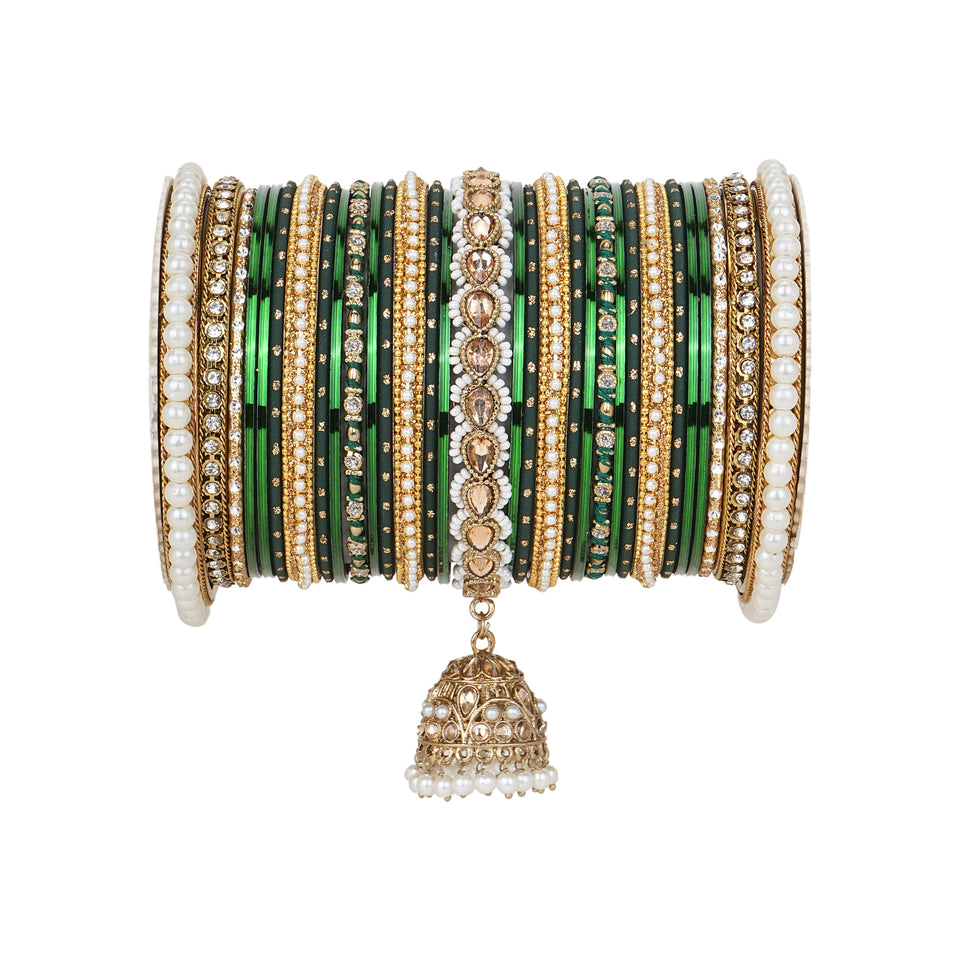 Bridal Jhumki Style Bangle set for two hands by Leshya