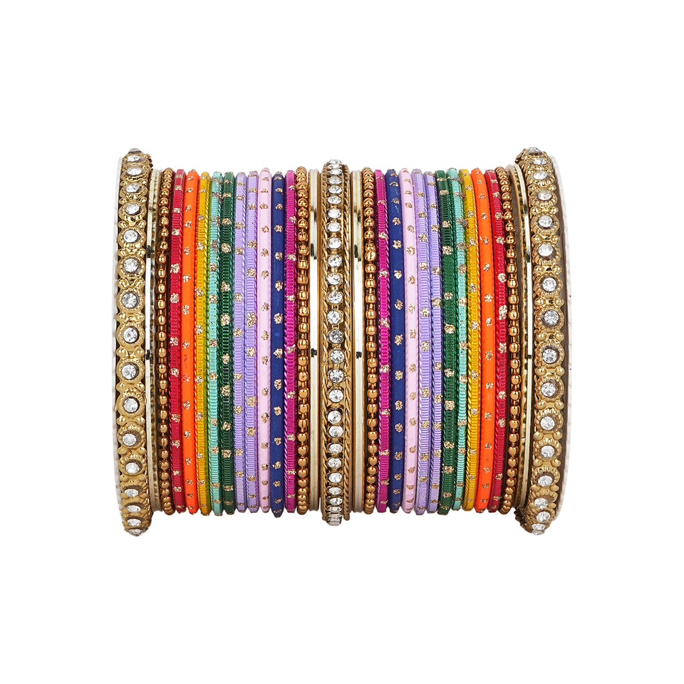 Multicoloured Traditional Style Bangle set for two hands by Leshya