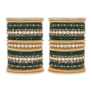Bridal Bangle Set with Kundan Kangan by Leshya