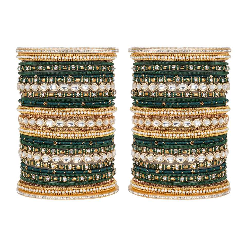 Bridal Bangle Set with Kundan Kangan by Leshya
