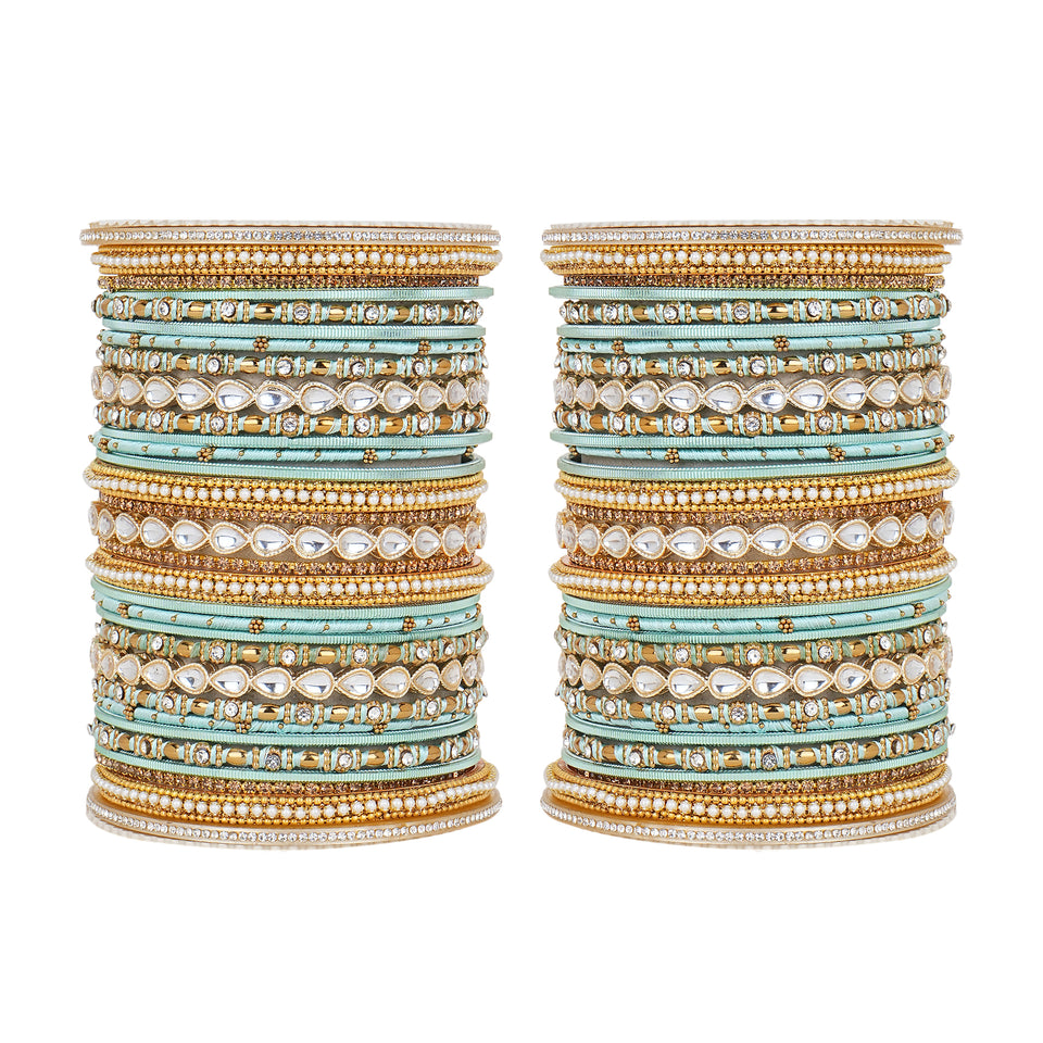 Bridal Bangle Set with Kundan Kangan by Leshya
