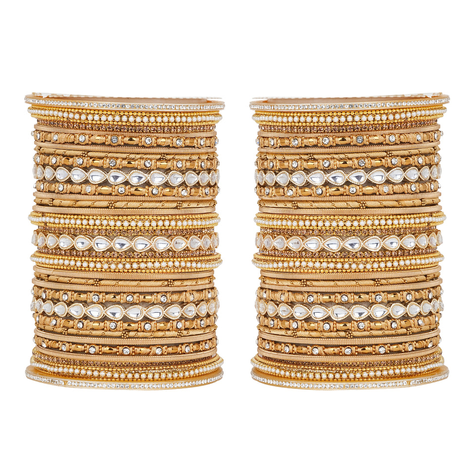 Bridal Bangle Set with Kundan Kangan by Leshya