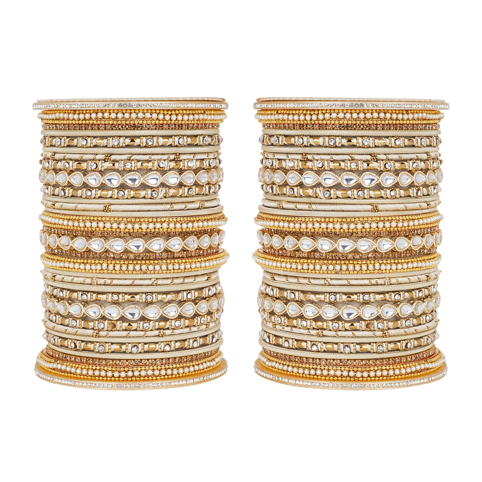 Bridal Bangle Set with Kundan Kangan by Leshya
