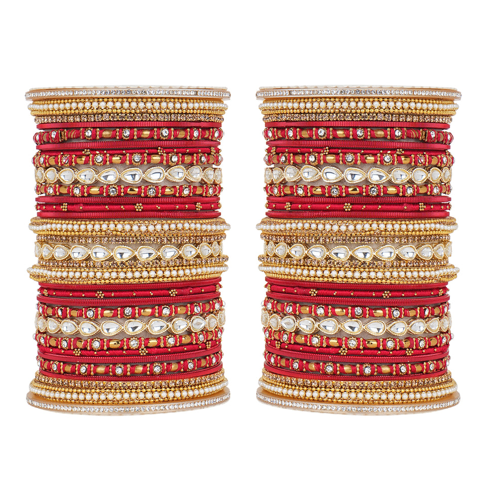 Bridal Bangle Set with Kundan Kangan by Leshya