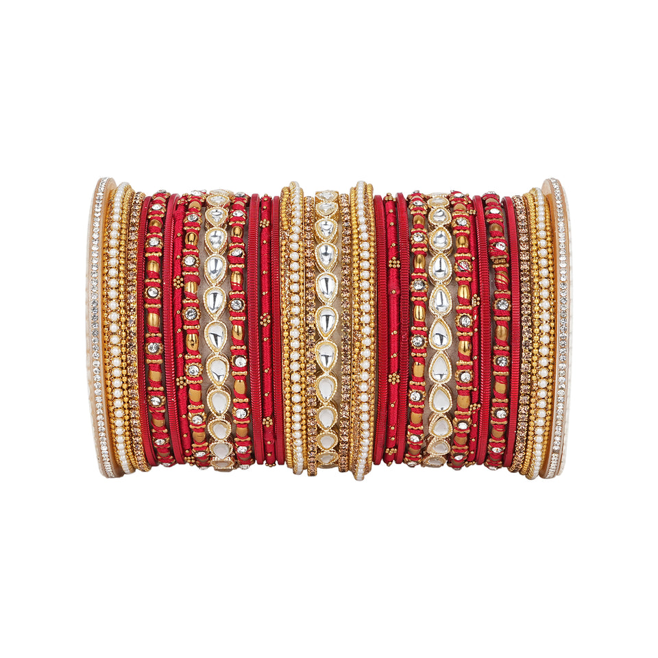 Bridal Bangle Set with Kundan Kangan by Leshya