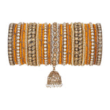 Traditional Ranisa Bangle Set with Kundan Jhumki for both hands by Leshya