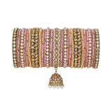 Traditional Ranisa Bangle Set with Kundan Jhumki for both hands by Leshya