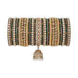 Traditional Ranisa Bangle Set with Kundan Jhumki for both hands by Leshya