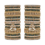 Traditional Ranisa Bangle Set with Kundan Jhumki for both hands by Leshya