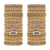 Traditional Ranisa Bangle Set with Kundan Jhumki for both hands by Leshya