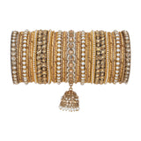 Traditional Ranisa Bangle Set with Kundan Jhumki for both hands by Leshya