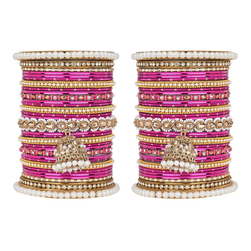 Bridal Jhumki Style Bangle set for two hands by Leshya