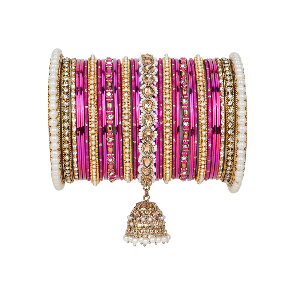 Bridal Jhumki Style Bangle set for two hands by Leshya