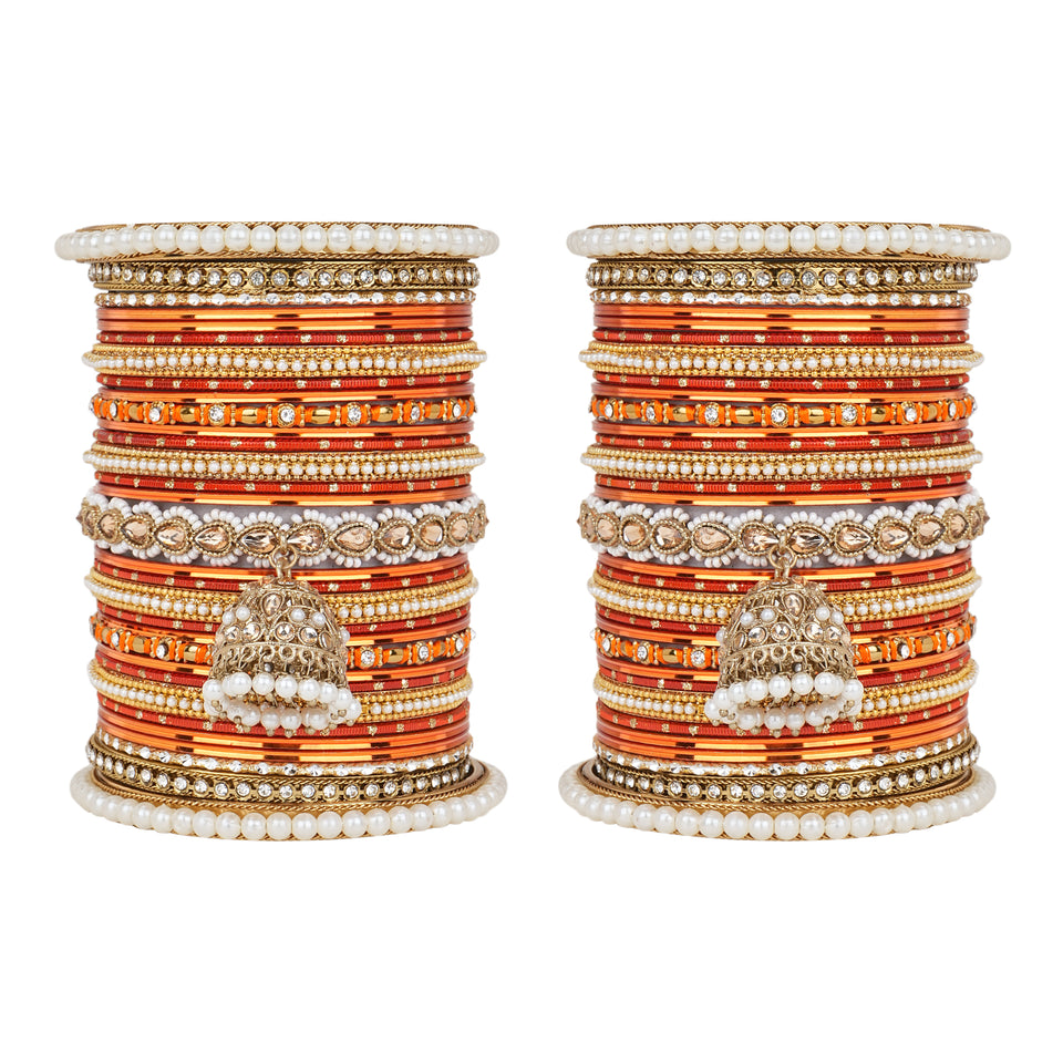 Bridal Jhumki Style Bangle set for two hands by Leshya