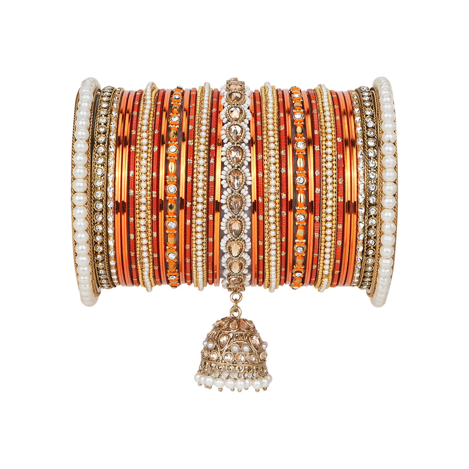 Bridal Jhumki Style Bangle set for two hands by Leshya
