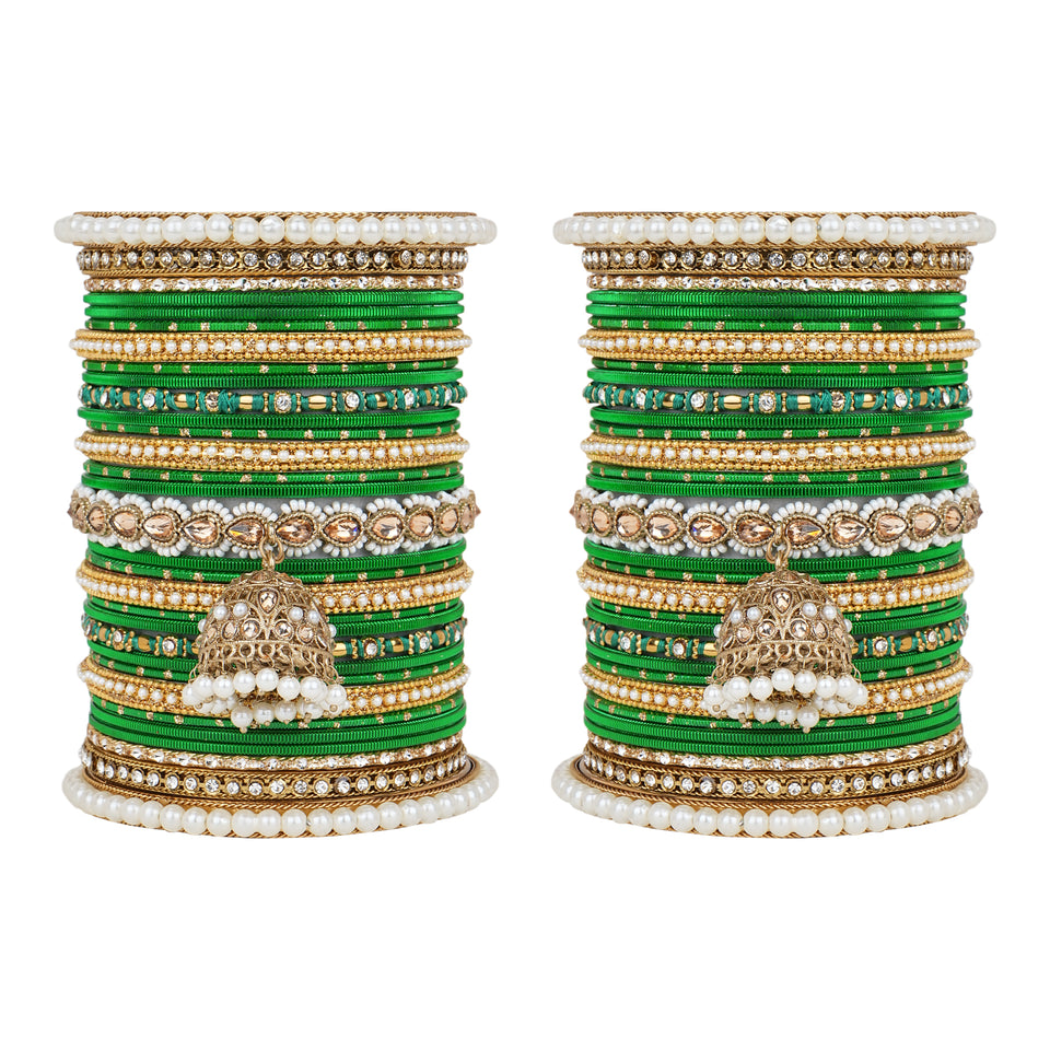 Bridal Jhumki Style Bangle set for two hands by Leshya