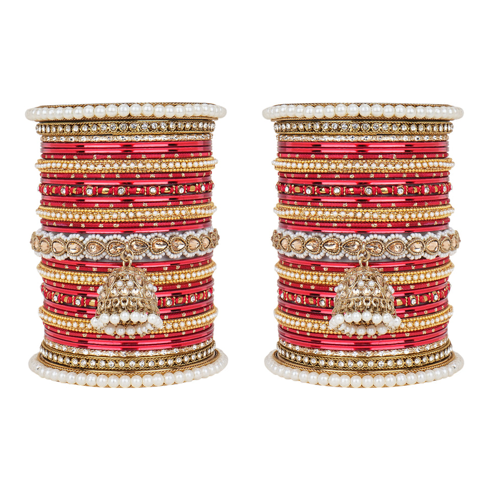 Bridal Jhumki Style Bangle set for two hands by Leshya