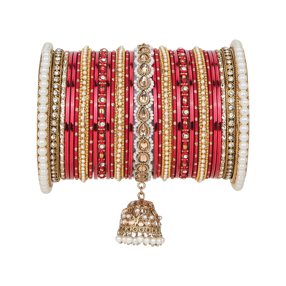 Bridal Jhumki Style Bangle set for two hands by Leshya