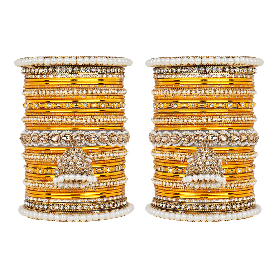 Bridal Jhumki Style Bangle set for two hands by Leshya