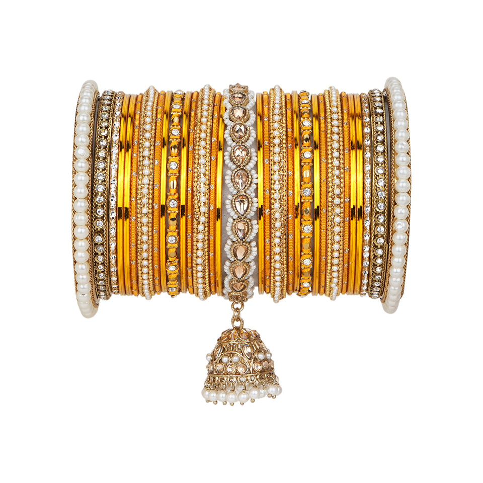 Bridal Jhumki Style Bangle set for two hands by Leshya