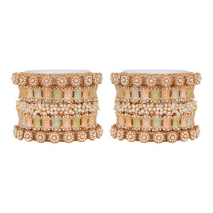Bridal pastel kangan with Gajra Kada by Leshya for both hands
