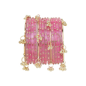Kashmiri Ghungroo with Glass bangles by Leshya (Gulabi)