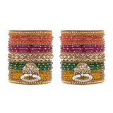 Bridal Jhumki Style Bangle set for two hands by Leshya (Glass)