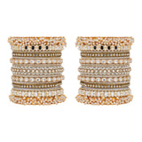 Bridal Stone Bangle Set with Gajra and mirror kada by Leshya